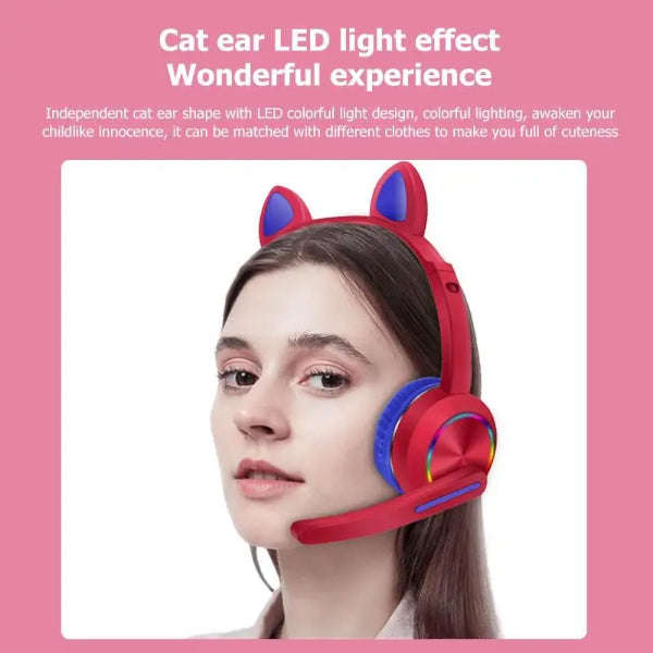 CAT Ear Headset - AKZ-K23- Wireless Headset With RGB LED Lighting
