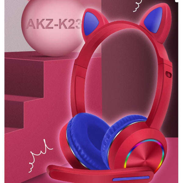 CAT Ear Headset - AKZ-K23- Wireless Headset With RGB LED Lighting