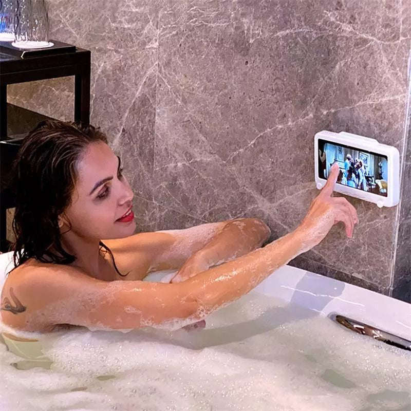 Techme White Waterproof Smartphone Holder for Bathroom/Shower/Bath