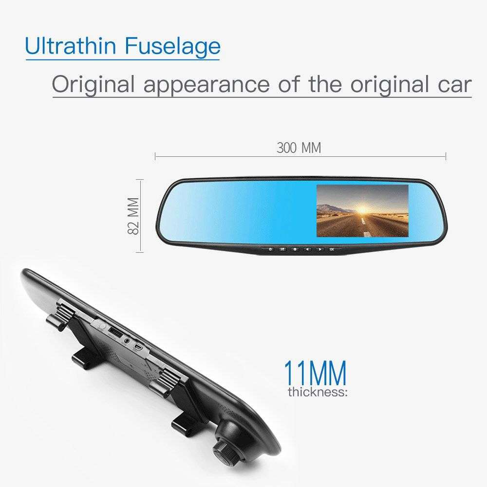 Rearview Mirror Dual Channel DVR Camera Recorder Dash Cam