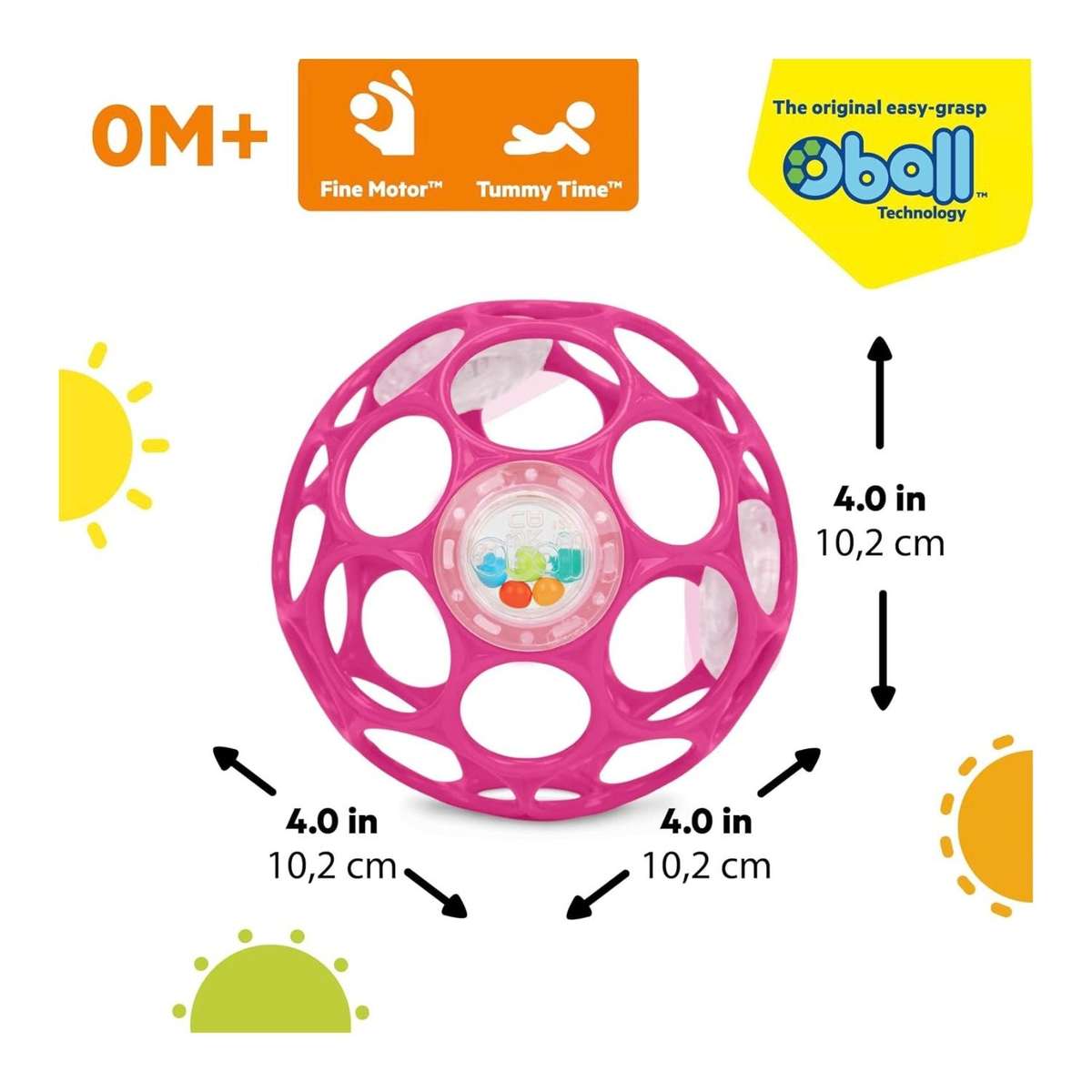 Bright Starts Oball Rattle Easy-Grasp Ball  Pink