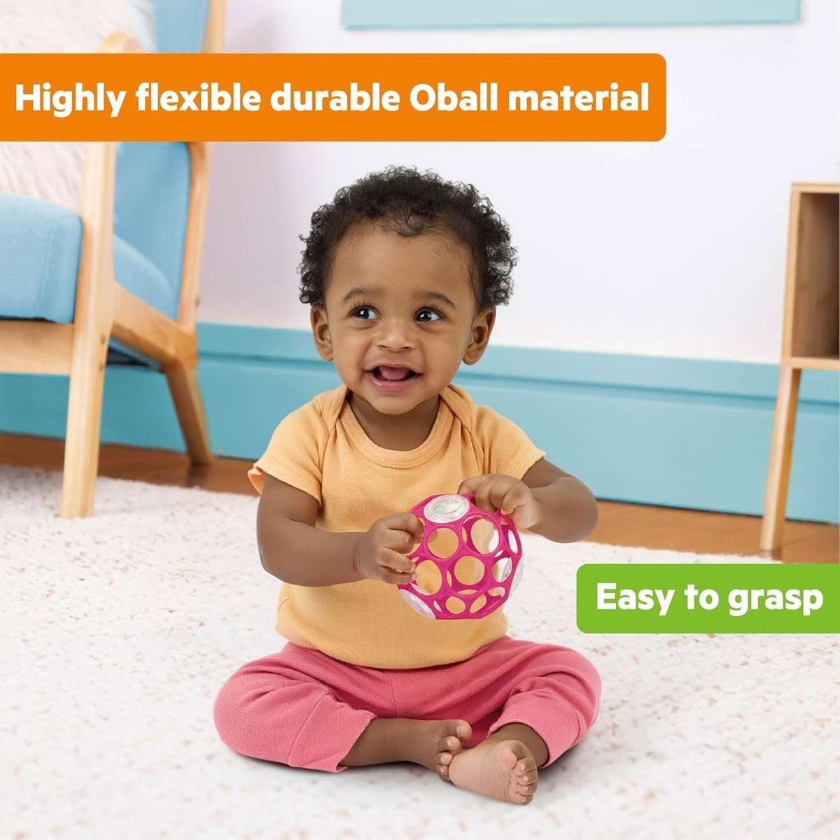Bright Starts Oball Rattle Easy-Grasp Ball  Pink
