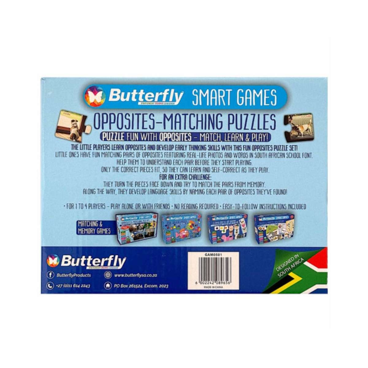 Butterfly Smart Games: Opposites-Matching Puzzles
