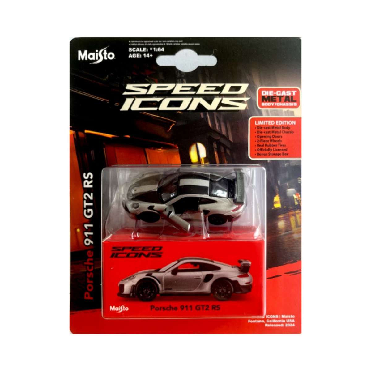 Maisto 1:64 Speed Icons - Porsche 911 GT2 RS (Grey)