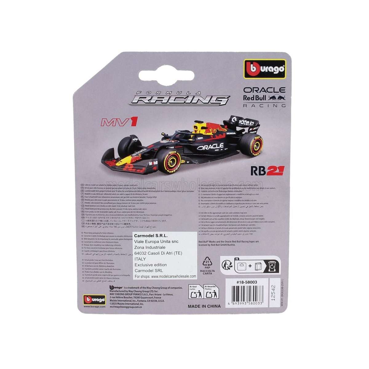 Bburago Scale 1:64 Red Bull F1 RB21 2025 - #1 M.Verstappen