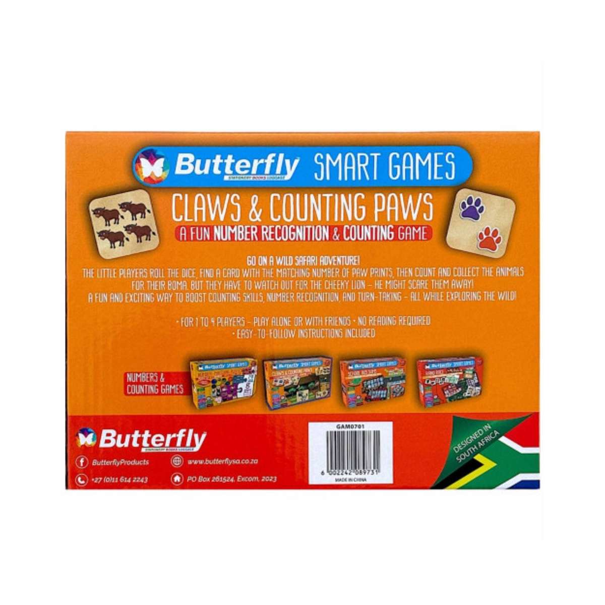 Butterfly Smart Games - Claws & Counting Paws