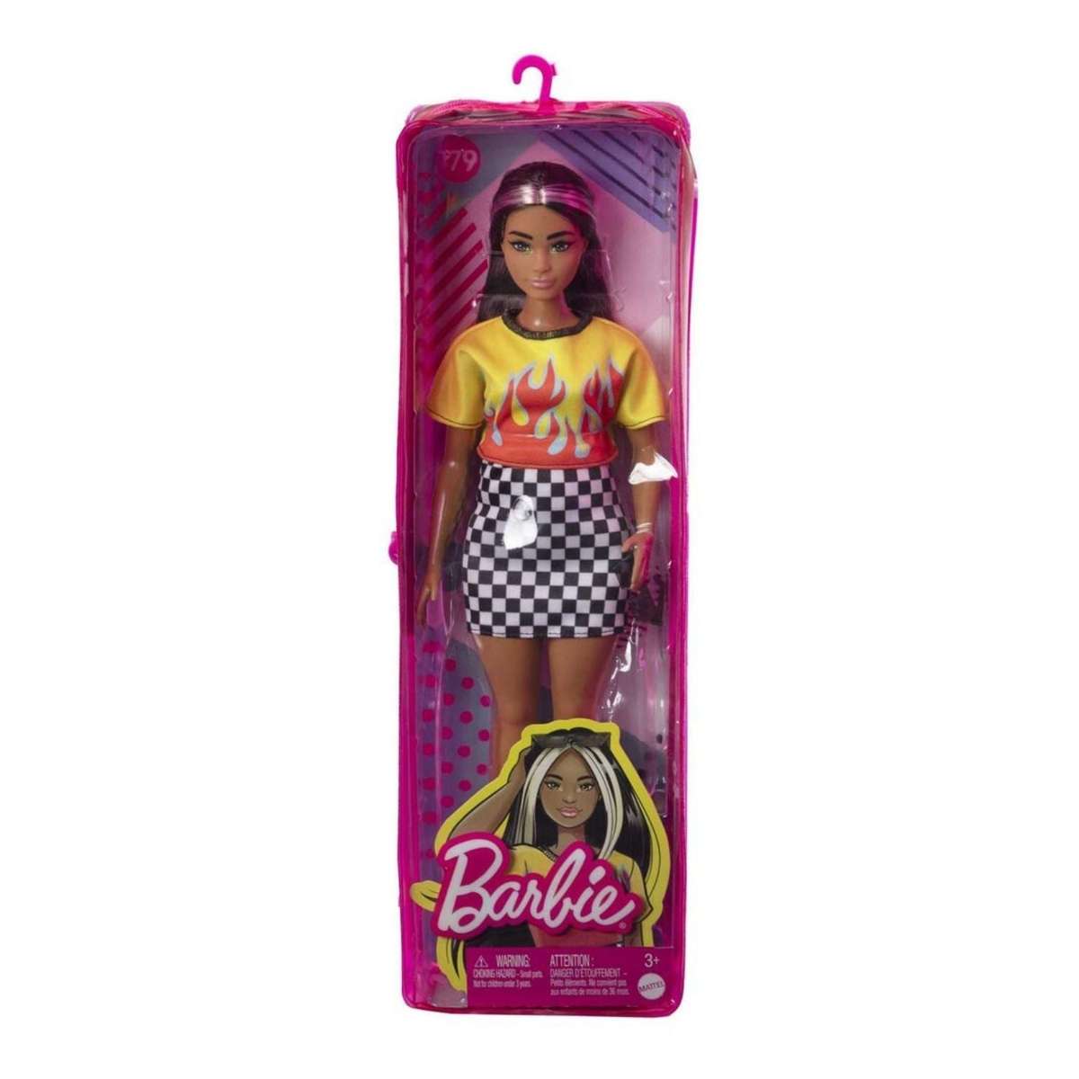 Barbie Fashionistas Dark Hair Blonde Highlights with Flame Shirt