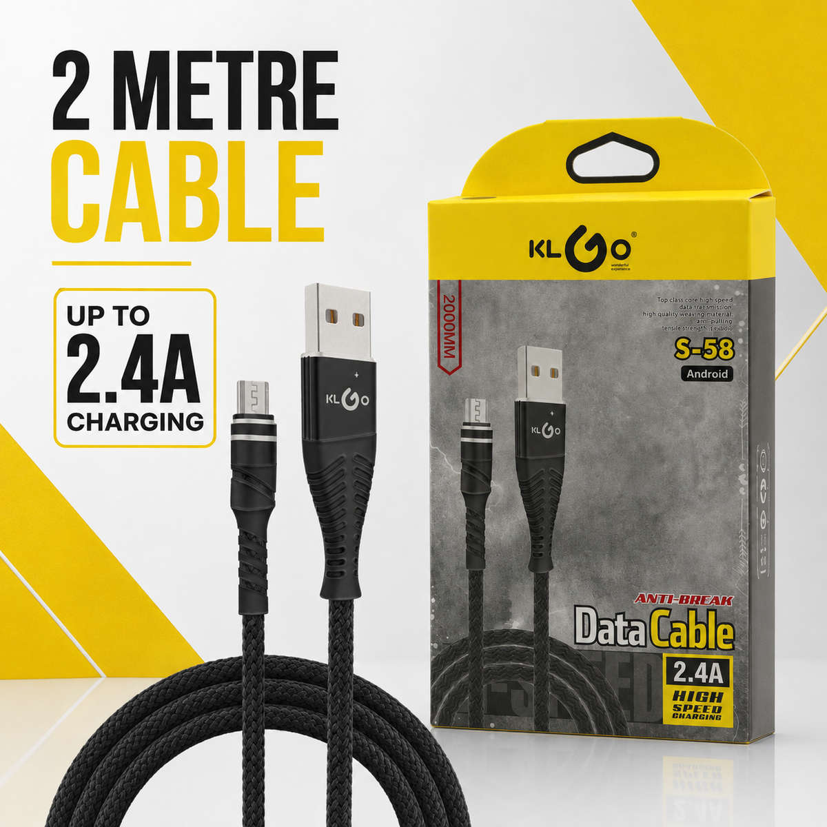 KLGO S-58 2m Micro-USB Data Cable 2.4A