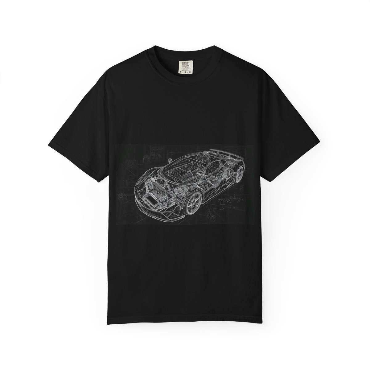 Racing Car Blueprint T-Shirt â Vintage Automotive Wireframe Tee