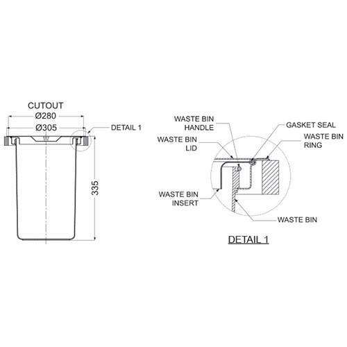 Inset Waste Bin | Stainless Steel