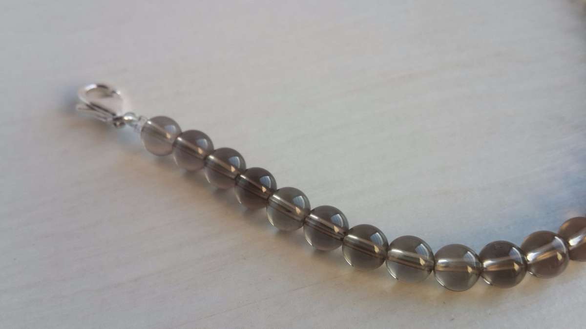 Mens Bracelet Smoky Quartz & 925 Sterling Silver