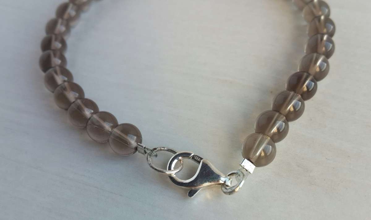 Mens Bracelet Smoky Quartz & 925 Sterling Silver