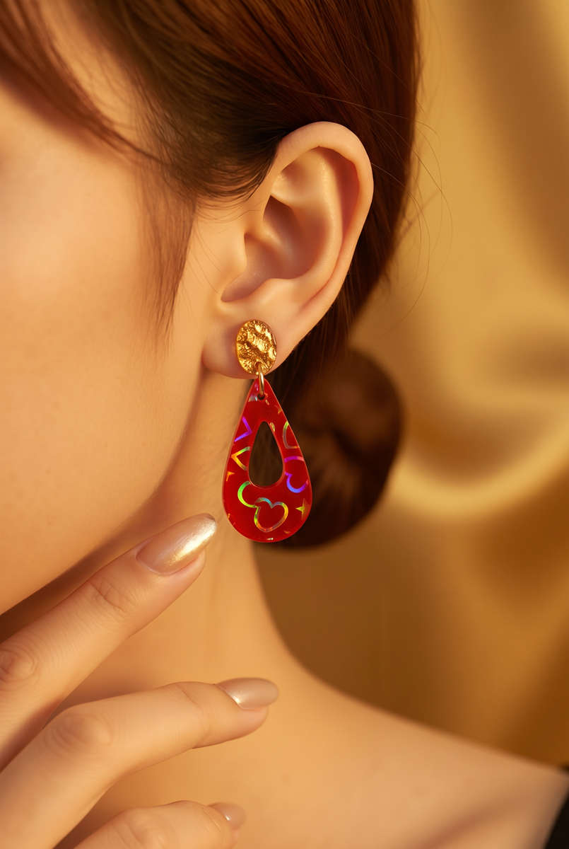 Playful party UV glow handmade earrings designed for a confident style . Design R03  www.chakor.c...