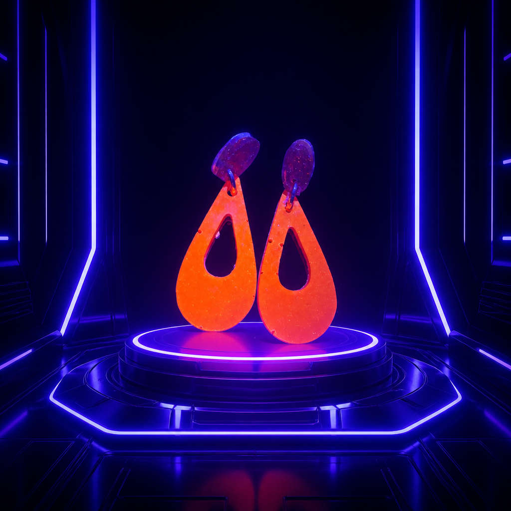 Playful party UV glow handmade earrings designed for a confident style . Design R03  www.chakor.c...