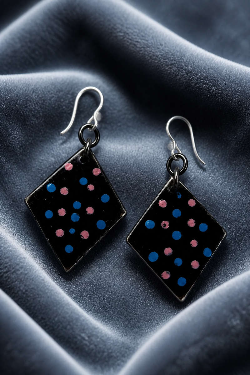 Cool funky elegance . Handmade hypo-allergenic earrings. Lightweight and comfy for all day wear ....