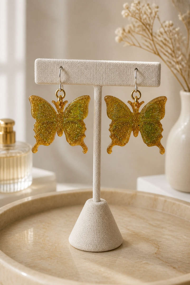 Beautiful stylish elegance . Handmade hypo-allergenic earring. Flutter your style before it flies...