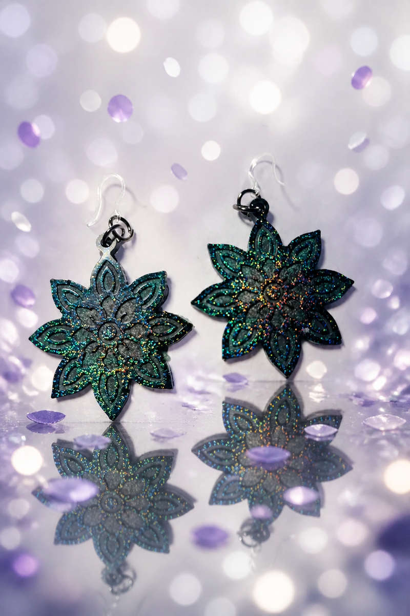 Elevate your evening look with these shimmering floral handcrafted earrings. Design X03 www.chako...