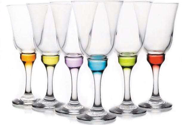 6 Piece Coloured Wine Glass Set