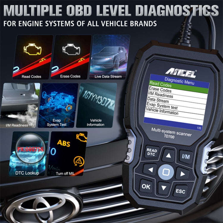 Ancel TD700 Full System OBD2 Car Diagnostic Scanner