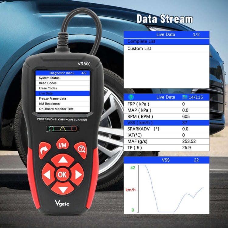 Vgate VR800 OBD2 Car Code Reader Diagnostic Scanner
