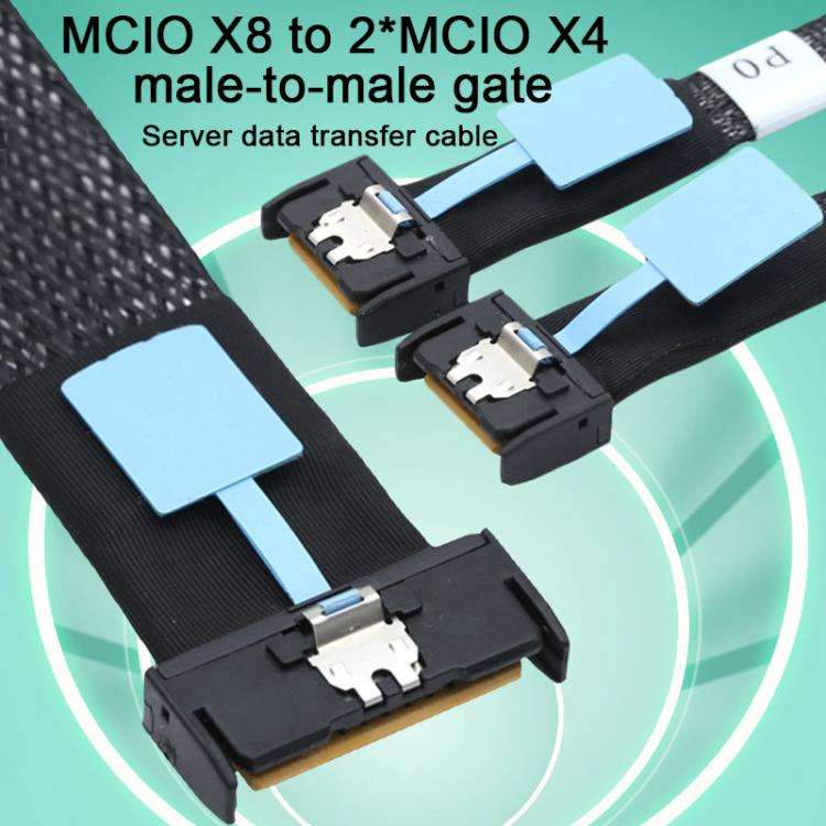 WG185 SlimeSAS MCIOx8 to 2xMCIOx4 Gen5MCIOx8 Server Data Adapter Cable, SlimeSAS MCIOx8 to 2xMCIO...