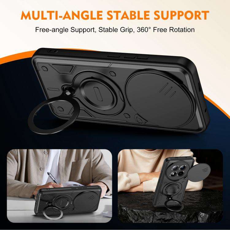 Ring Holder Lens Slide Cover Phone Case, For Redmi Note 15 Pro+ Global 163.3m, For Redmi Note 15 ...