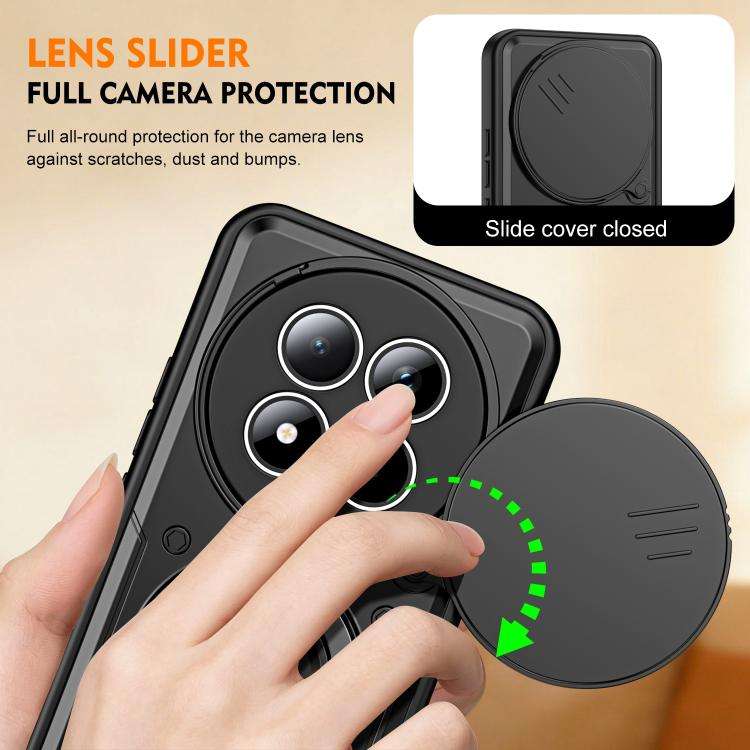 Ring Holder Lens Slide Cover Phone Case, For Redmi Note 15 Pro+ Global 163.3m, For Redmi Note 15 ...