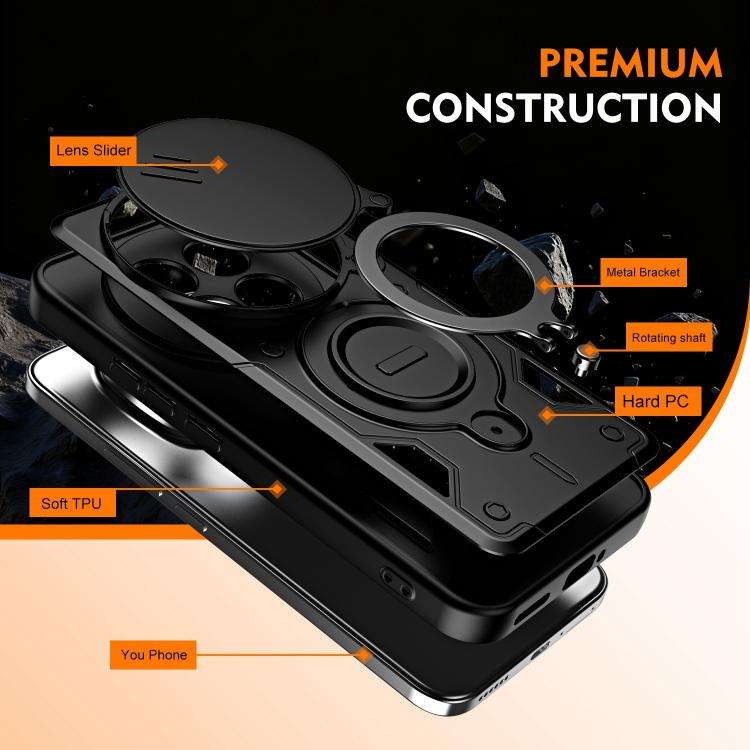 Ring Holder Lens Slide Cover Phone Case, For Redmi Note 15 Pro+ Global 163.3m, For Redmi Note 15 ...