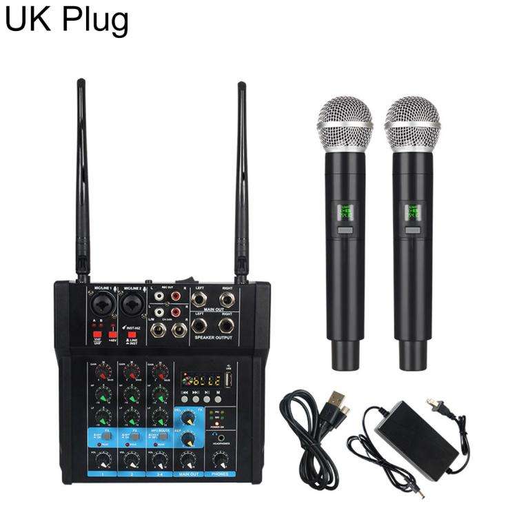 G4D 4-Channel Multi-function Professional Bluetooth Mixer with Amplifier & Microphone, Standard B...
