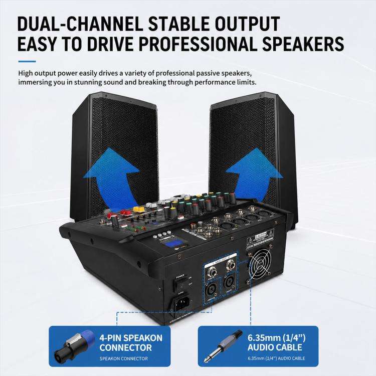 402D 4-Channel Multi-function Professional Bluetooth Mixer with Amplifier, EU Plug, UK Plug, US Plug