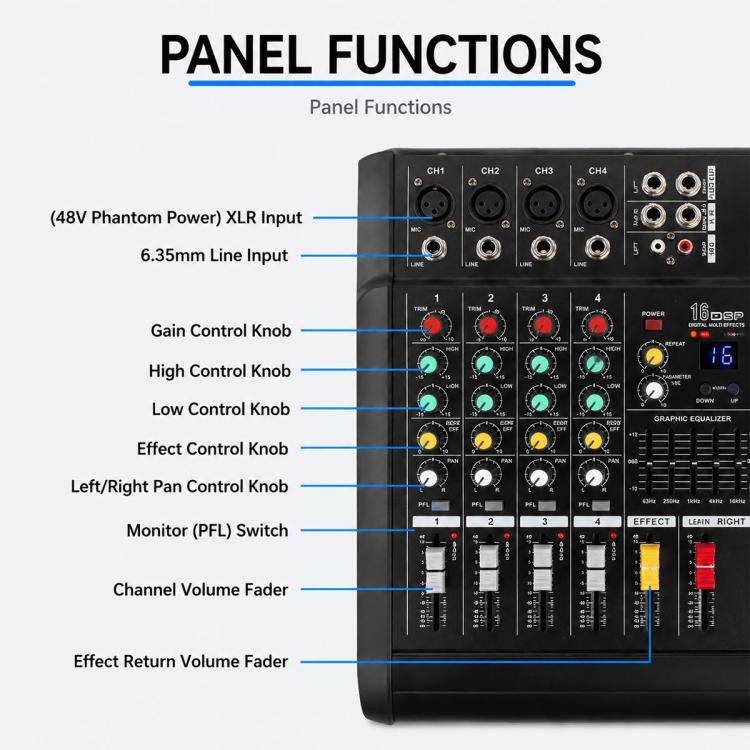 802D 8-Channel Multi-function Professional Bluetooth Mixer with Amplifier, EU Plug, UK Plug, US Plug