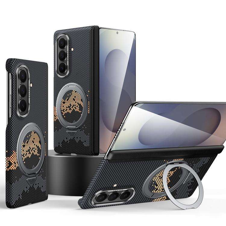 SULADA Kevlar Pixel Grid Texture Rotation Magnetic Holder Phone Case, For Galaxy Z Fold8 5G, For ...