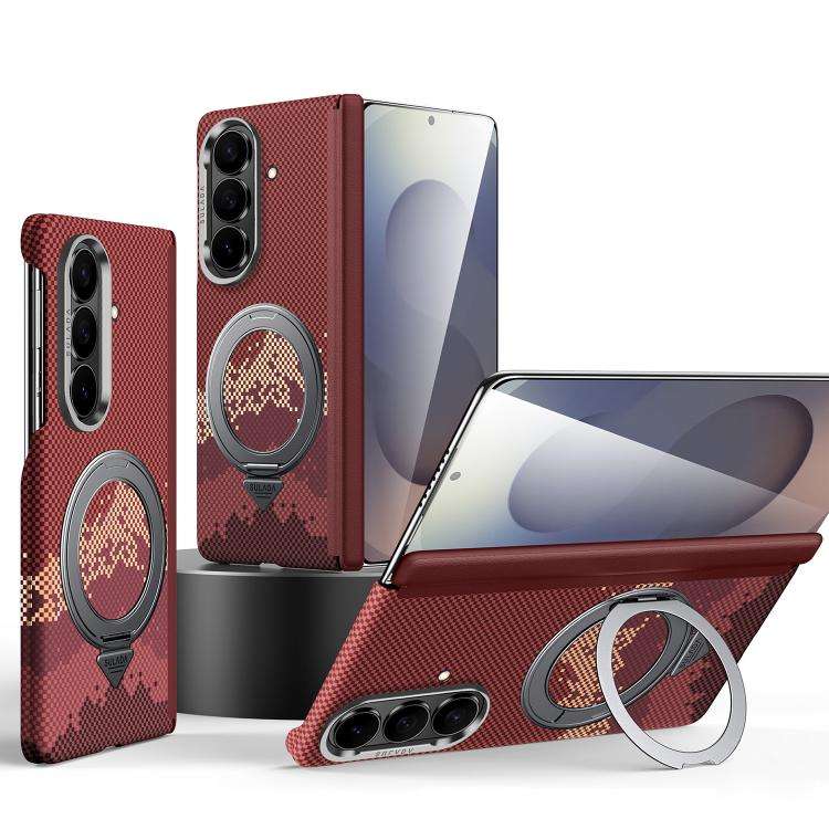 SULADA Kevlar Pixel Grid Texture Rotation Magnetic Holder Phone Case, For Galaxy Z Fold8 5G, For ...