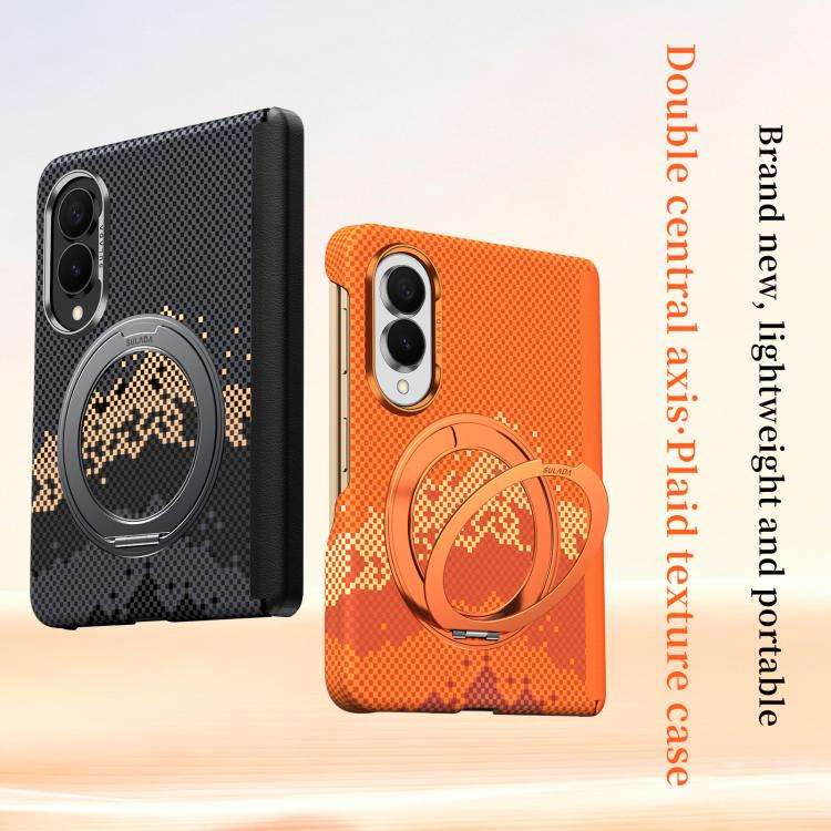 SULADA Kevlar Pixel Grid Texture Rotation Magnetic Holder Phone Case, For Galaxy Z Fold8 5G, For ...