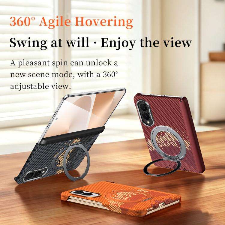 SULADA Kevlar Pixel Grid Texture Rotation Magnetic Holder Phone Case, For Galaxy Z Fold8 5G, For ...