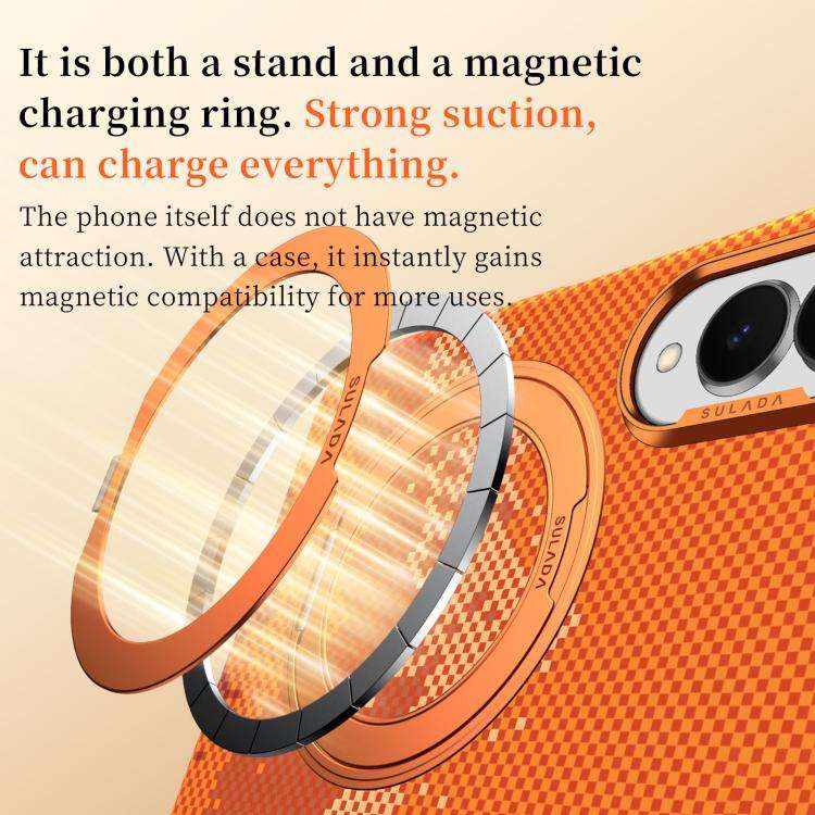SULADA Kevlar Pixel Grid Texture Rotation Magnetic Holder Phone Case, For Galaxy Z Fold8 5G, For ...