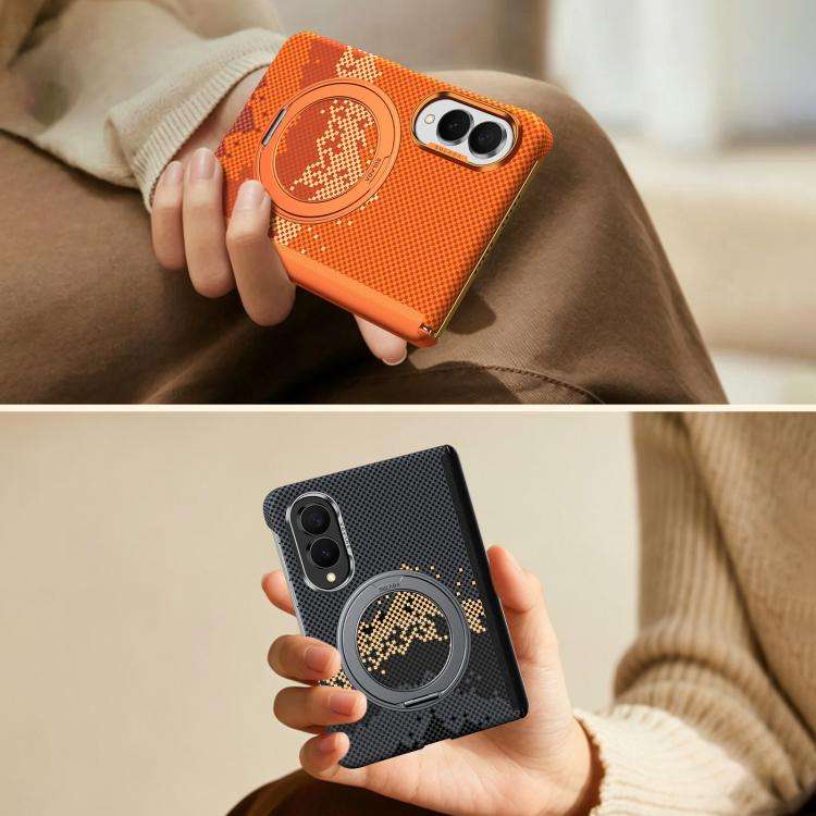 SULADA Kevlar Pixel Grid Texture Rotation Magnetic Holder Phone Case, For Galaxy Z Fold8 5G, For ...