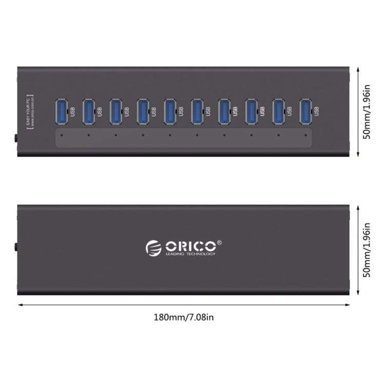 ORICO A3H10 10-Port USB 3.0 Hub with Power Adapter