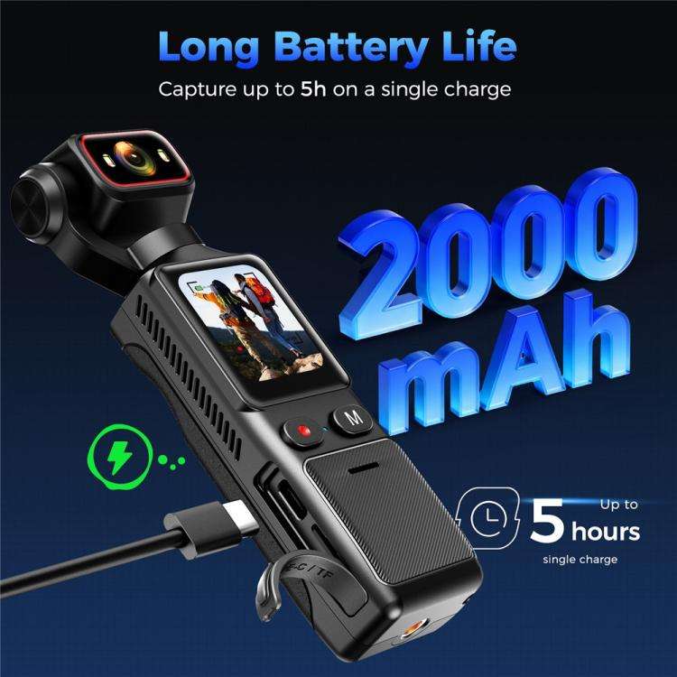 L19 1.69 inch Touch Screen and Wi-Fi Connectivity 4K Action Camera Anti-Shake VLOG Pocket Camera,...