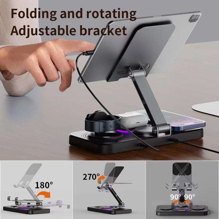 4-in-1 Fast Wireless Charging Station for Phone/Tablet/Apple Watch/AirPods Magnetic Foldable Stan...