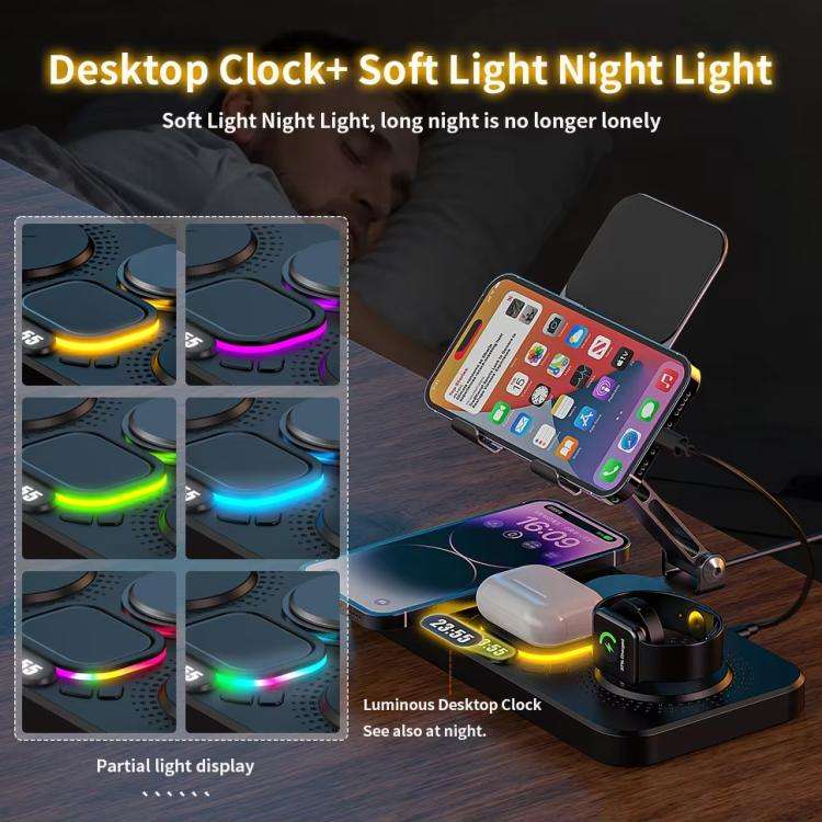 4-in-1 Fast Wireless Charging Station for Phone/Tablet/Apple Watch/AirPods Magnetic Foldable Stan...