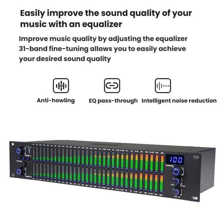 EQ-A32 Digital Equalizer Stage Home Karaoke Noise Reduction Audio Processor, EU Plug, US Plug, UK...