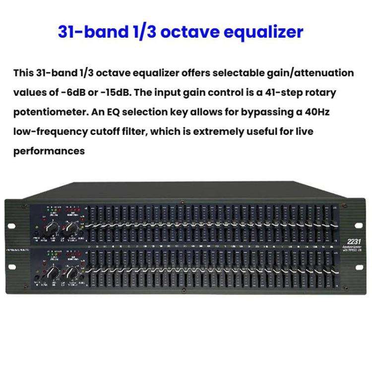 2231 Equalizer Anti-Feedback Audio Performance Stage Conference Effects Processor Noise Reduction...