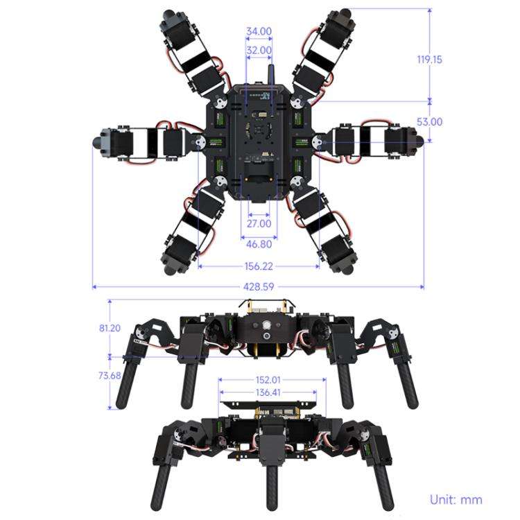 WAVESHARE Self-Balancing Controlled Bionic Hexapod Robot ESP32 Open Source
