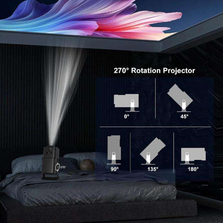 HY320 Mini Android 11 Portable 4K HD Projector With WiFi 6, Bluetooth, 180-Degree Rotation, Wirel...