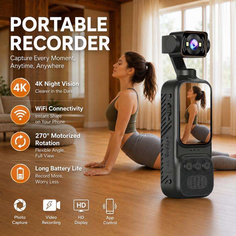 Handheld 4K Vlog Camera with Rotatable Lens & WiFi (DV07)