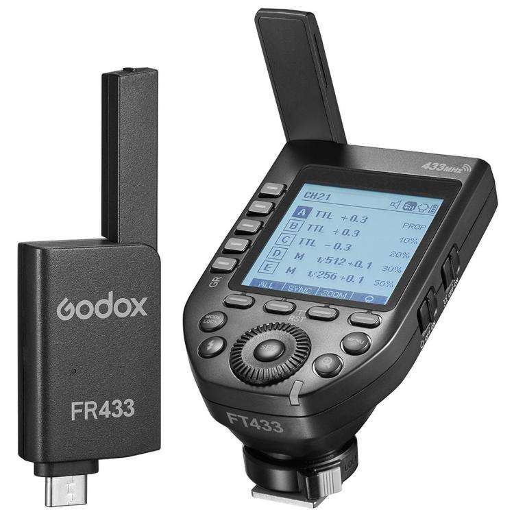 2-Piece Set High-Speed Trigger System DSLR Hot Shoe Flash Transmitter+Receiver, Godox FT433 C For...