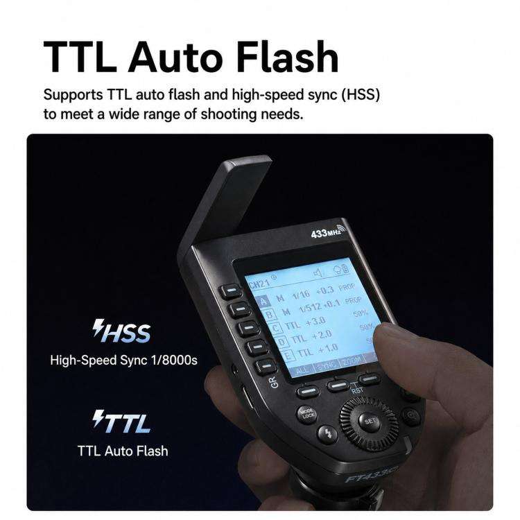 2-Piece Set High-Speed Trigger System DSLR Hot Shoe Flash Transmitter+Receiver, Godox FT433 C For...
