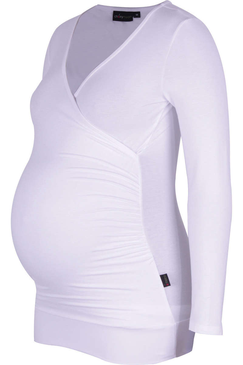 Wrap Top Long Sleeve White - M / WHITE