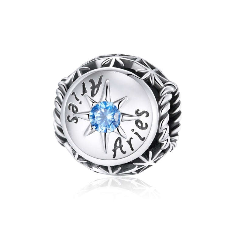 S925 Sterling Silver Twelve Constellation Zircon Beads DIY Bracelet Necklace Accessories, Aries, ...